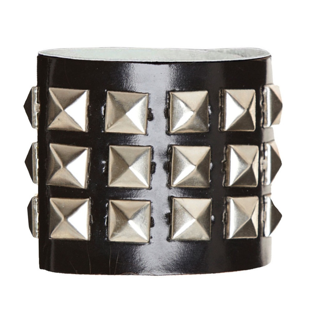 HARD ROCK Stud Leather Moto Wristband Cuff Bracele